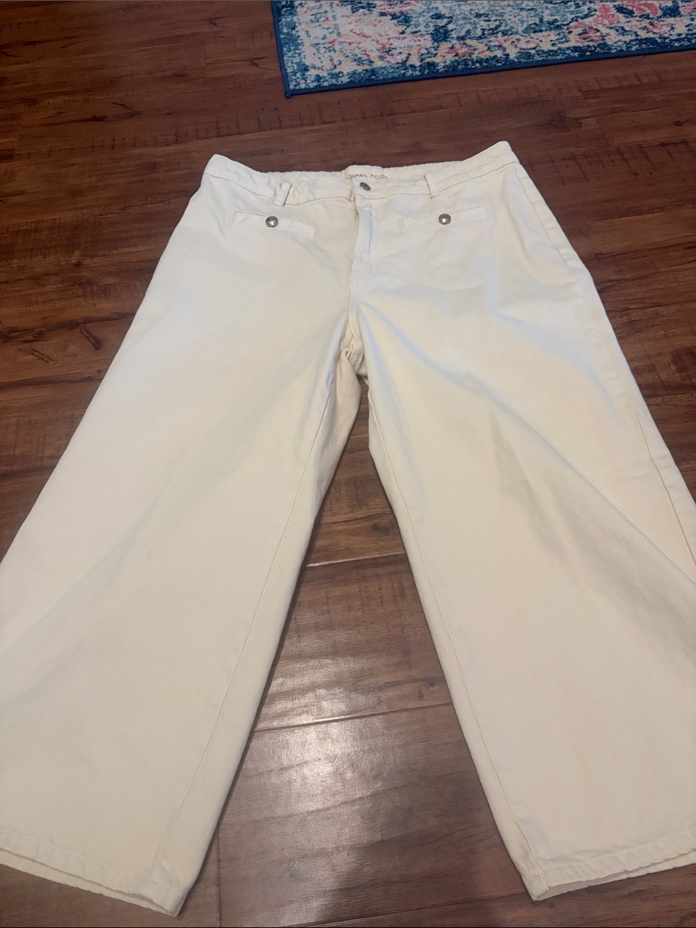 Michael Kors Cream Wide-Leg Jeans